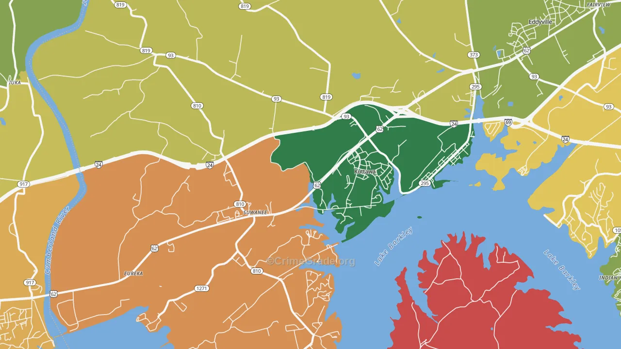 Kuttawa, KY Map of Burglary Rates
