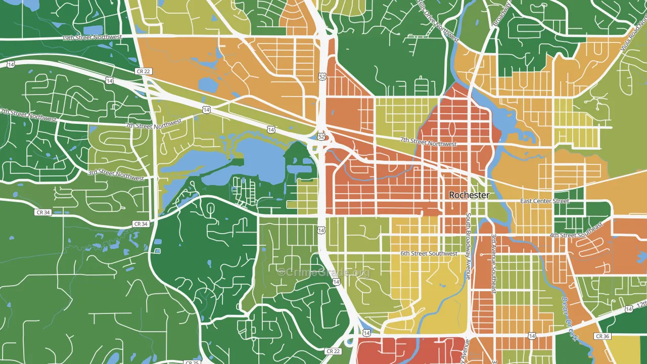 Kutzky Park, Rochester, MN Map of Burglary Rates