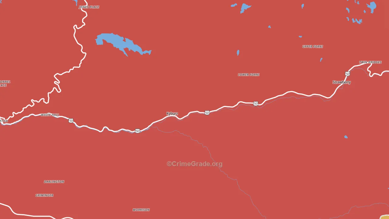 Kyburz, CA Map of Burglary Rates