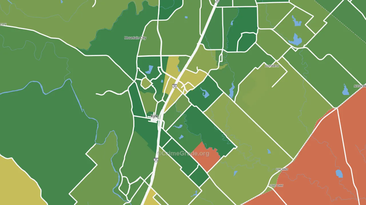 Kyle, TX Map of Burglary Rates