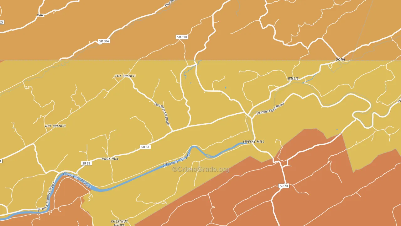 Kyles Ford, TN Map of Burglary Rates