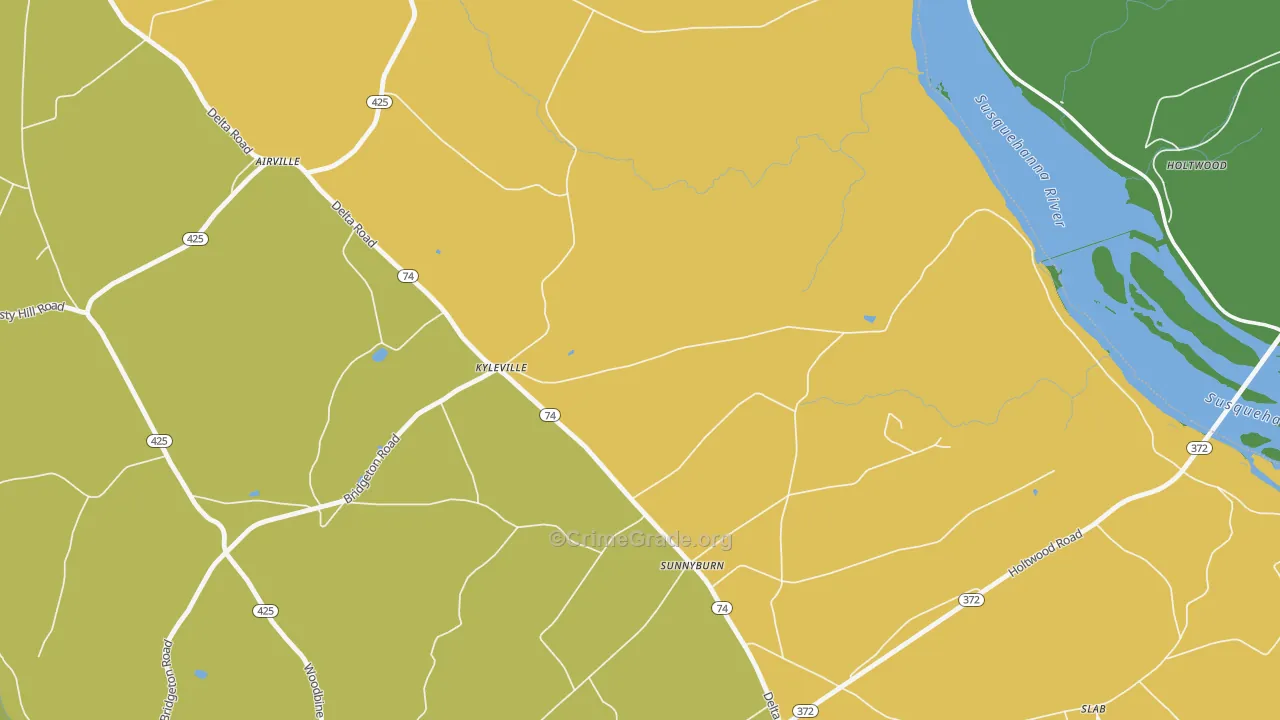 Kyleville, PA Map of Burglary Rates