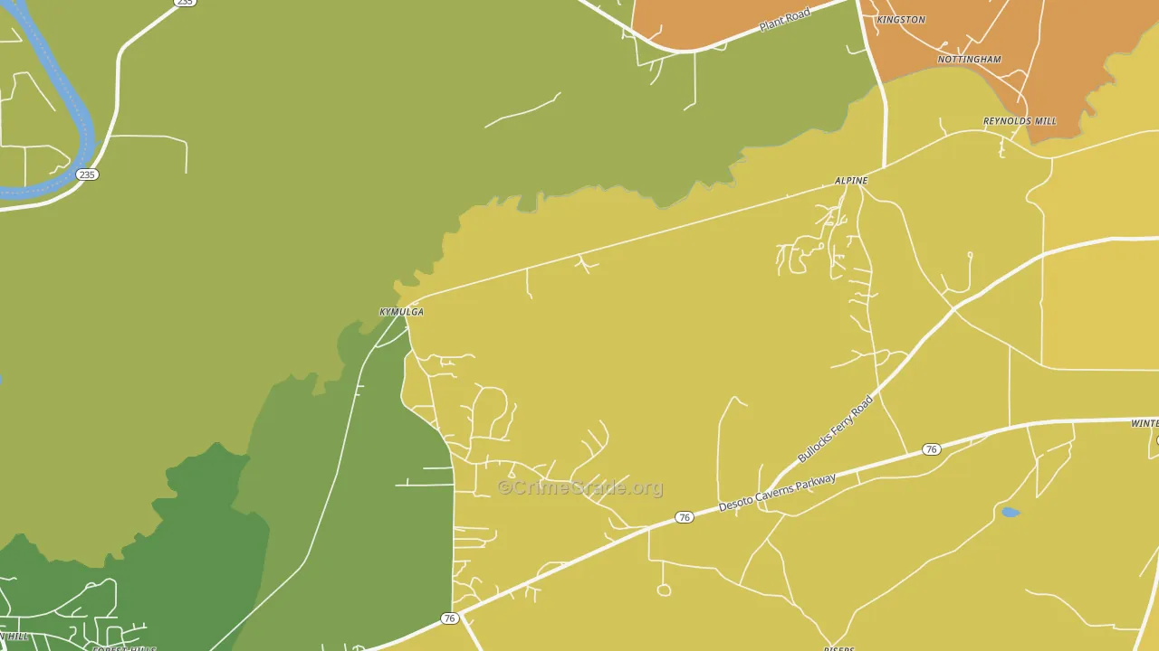 Kymulga, AL Map of Burglary Rates
