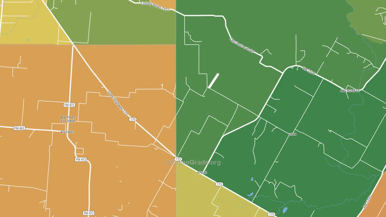 Kyote, TX Map of Burglary Rates