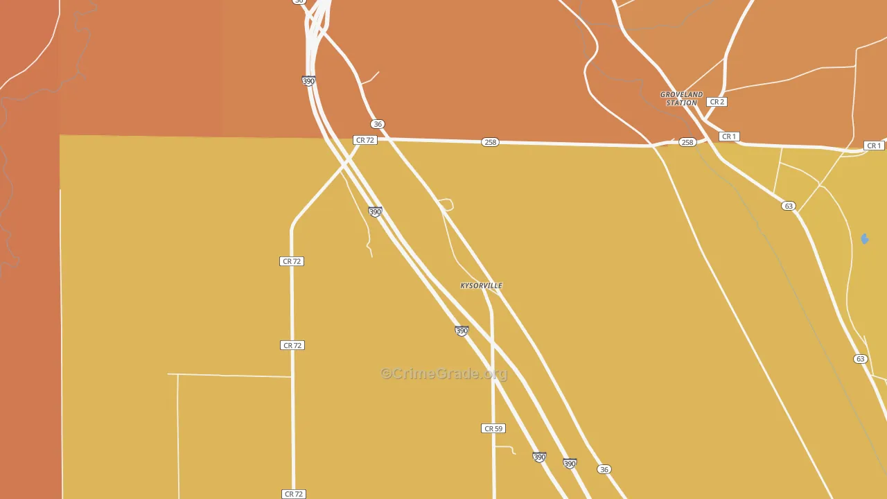Kysorville, NY Map of Burglary Rates
