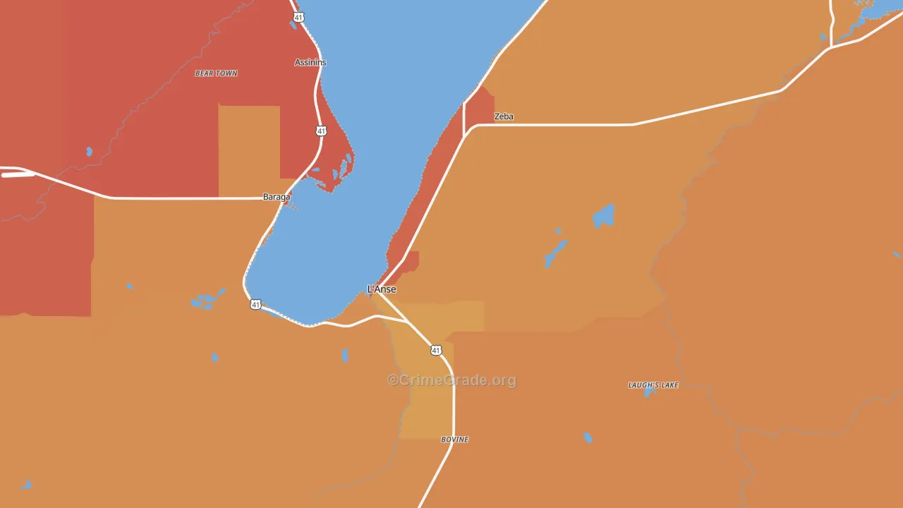 L'Anse, MI Map of Burglary Rates
