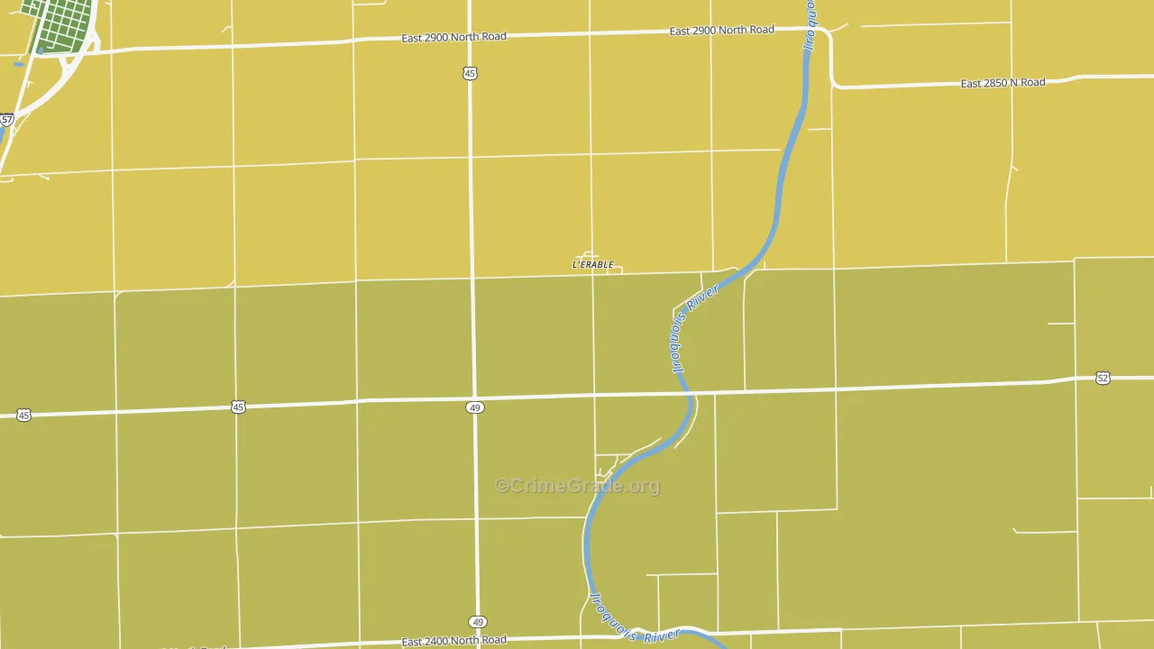 L'Erable, IL Map of Burglary Rates