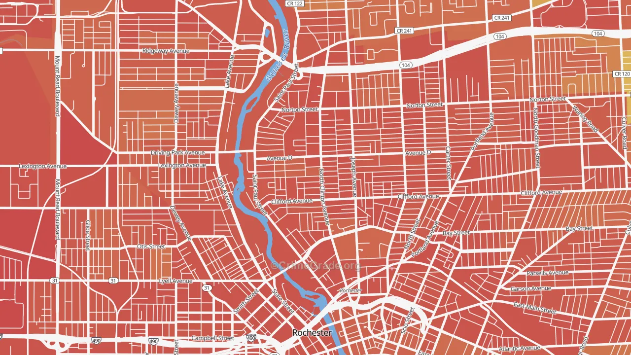 La Avenida, Rochester, NY Map of Burglary Rates