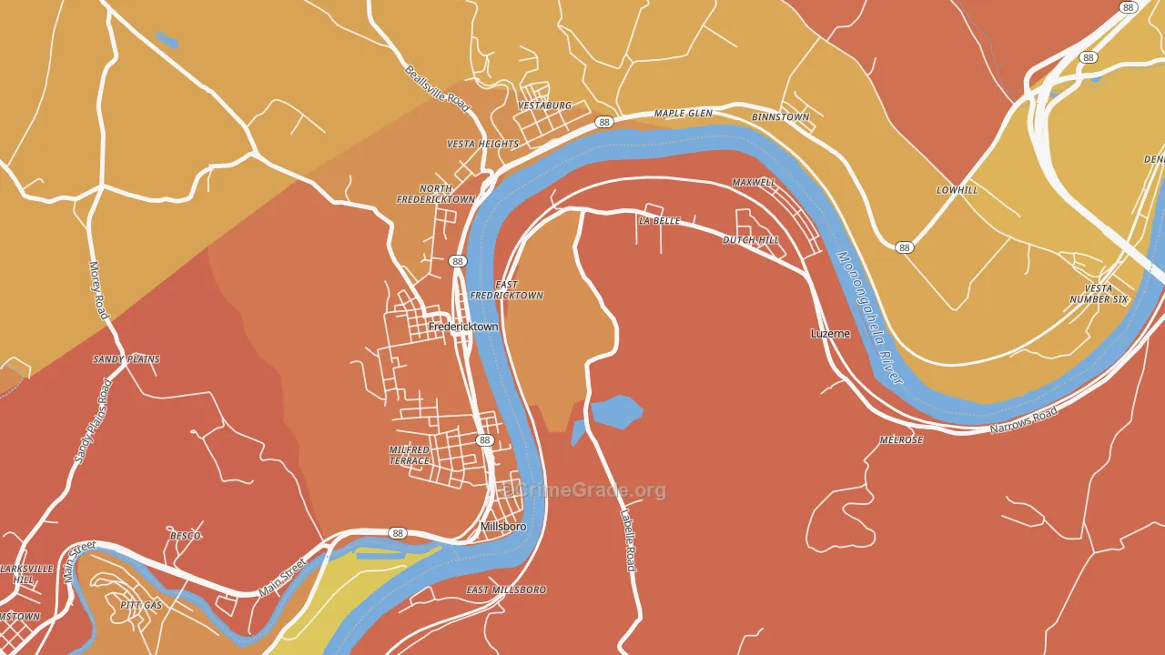 La Belle, PA Map of Burglary Rates
