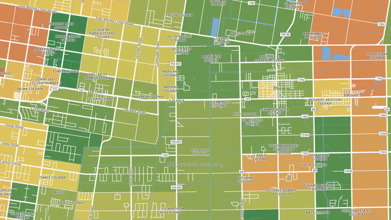 La Blanca, TX Map of Burglary Rates