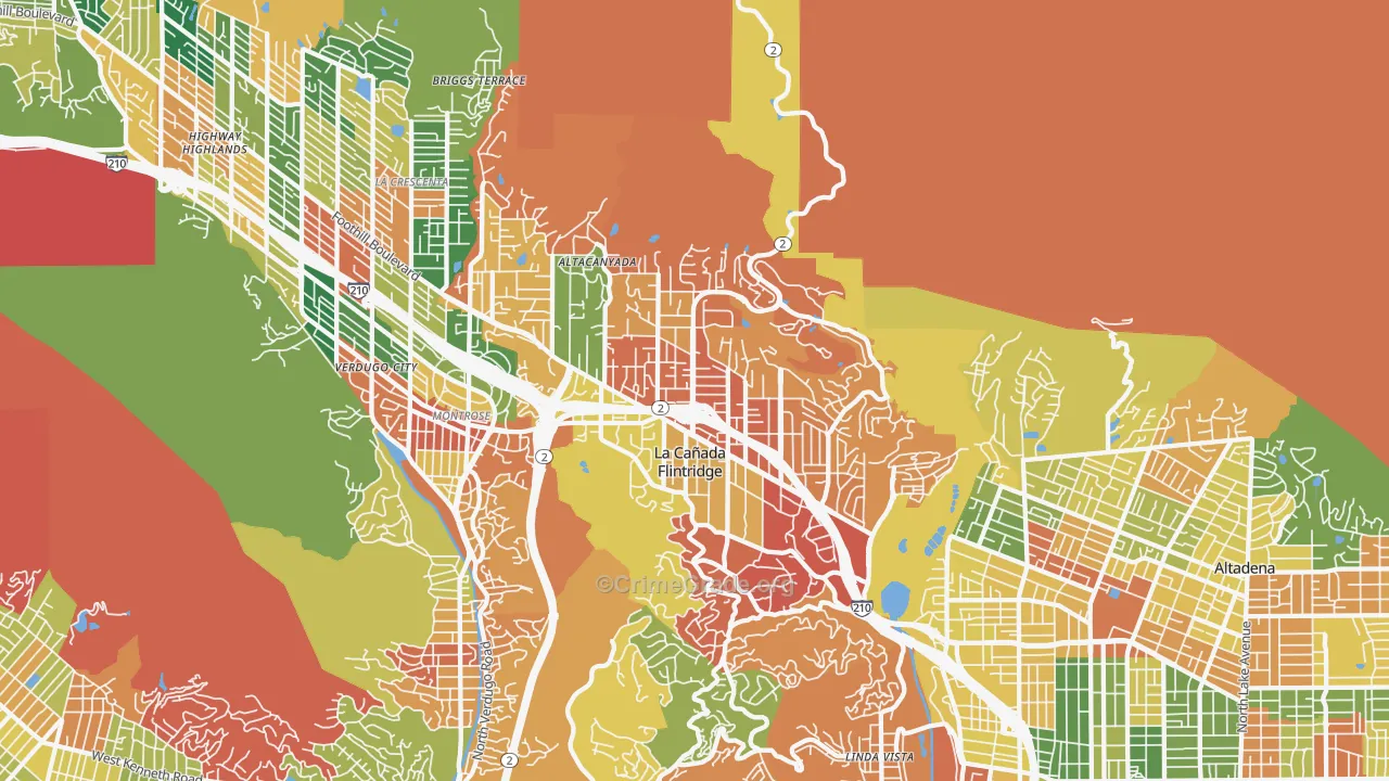 La Canada Flintridge, CA Map of Burglary Rates
