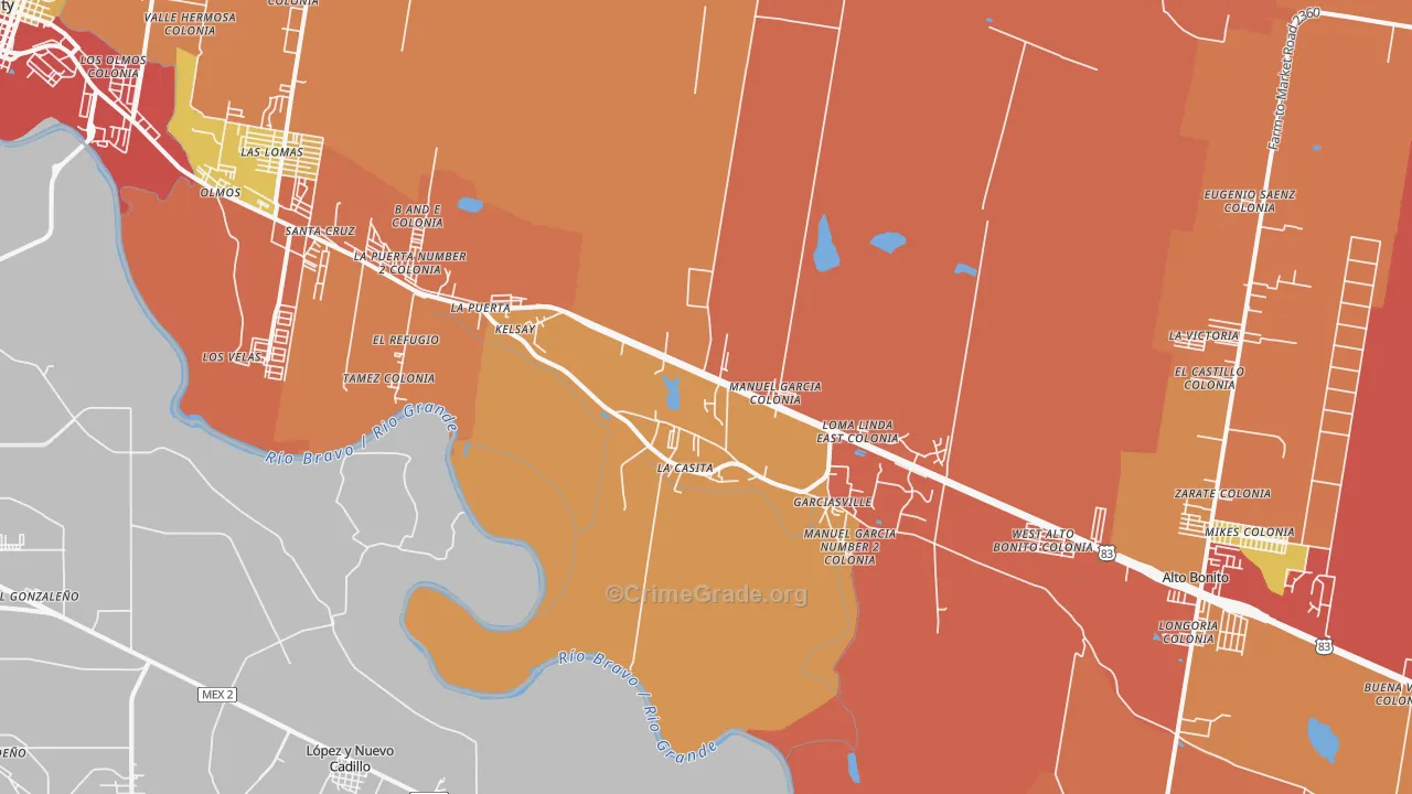 La Casita, TX Map of Burglary Rates