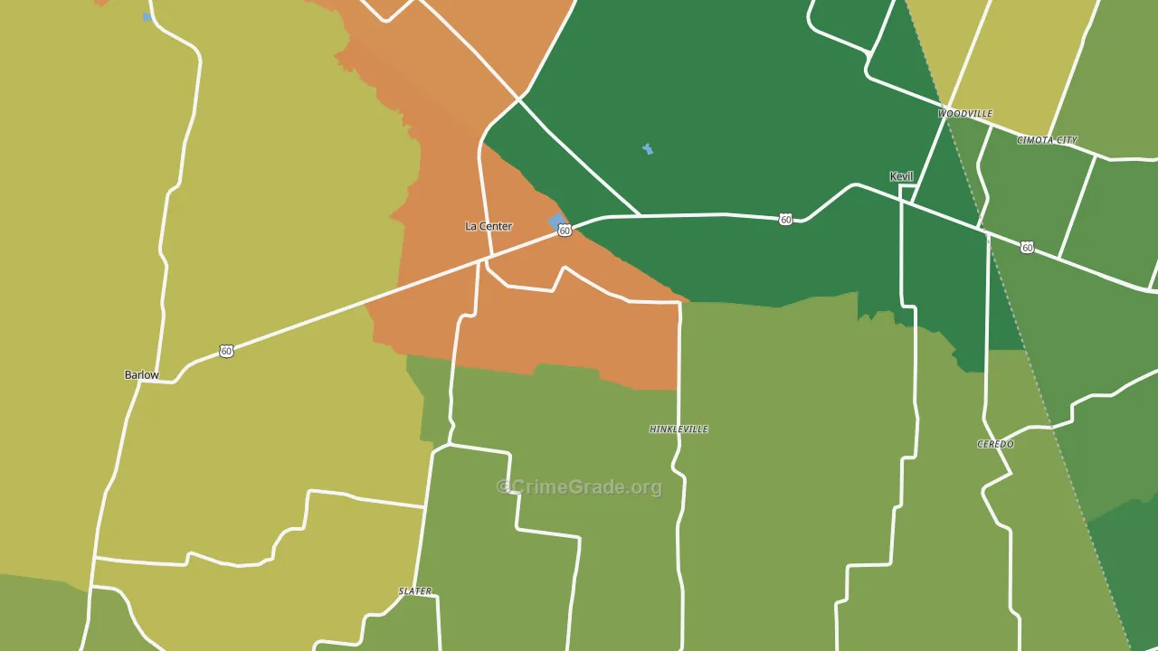 La Center, KY Map of Burglary Rates