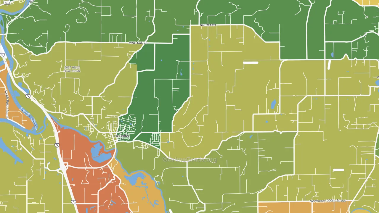 La Center, WA Map of Burglary Rates