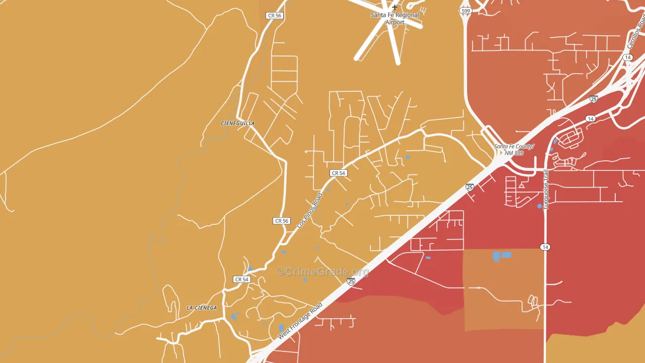La Cienega, NM Map of Burglary Rates