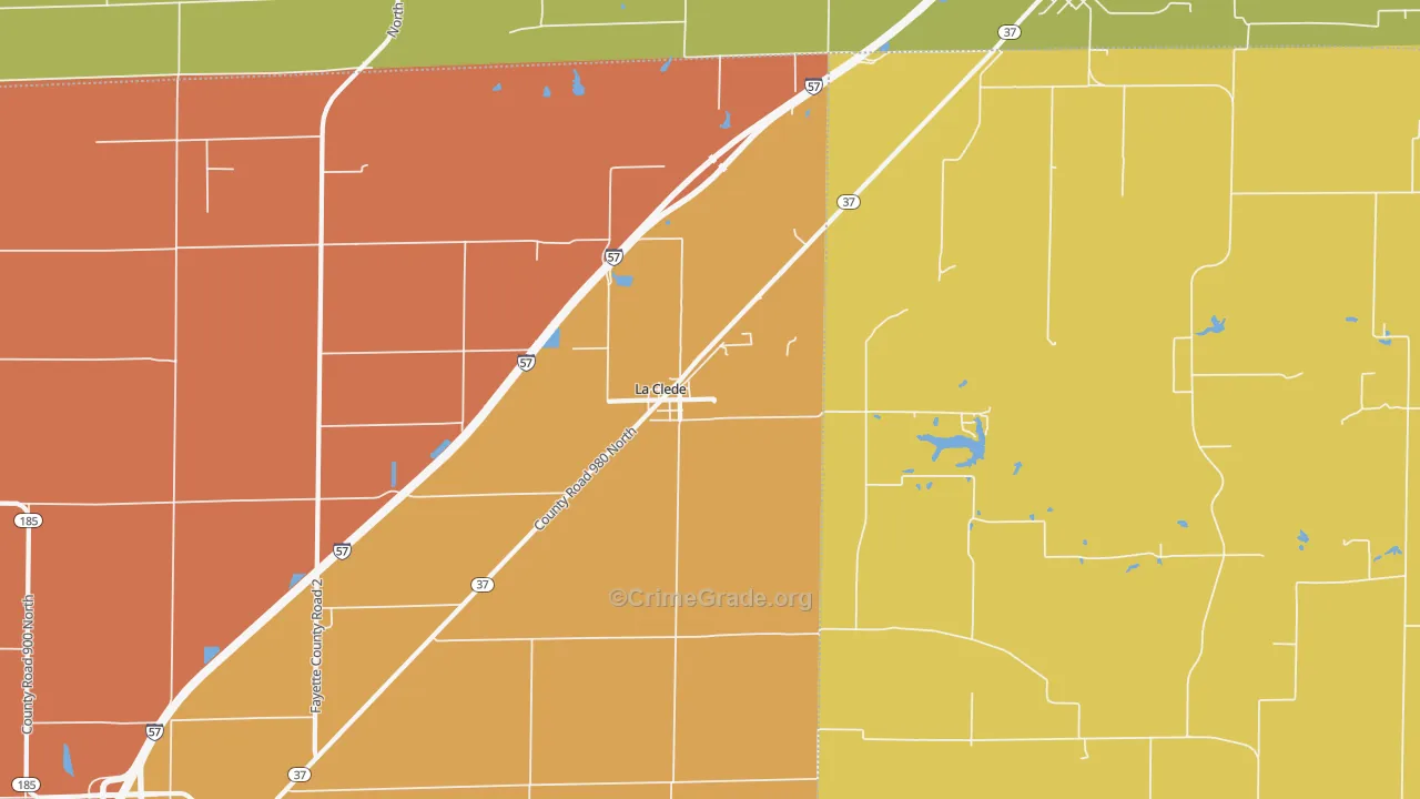 La Clede, IL Map of Burglary Rates