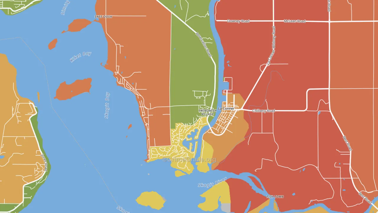 La Conner, WA Map of Burglary Rates