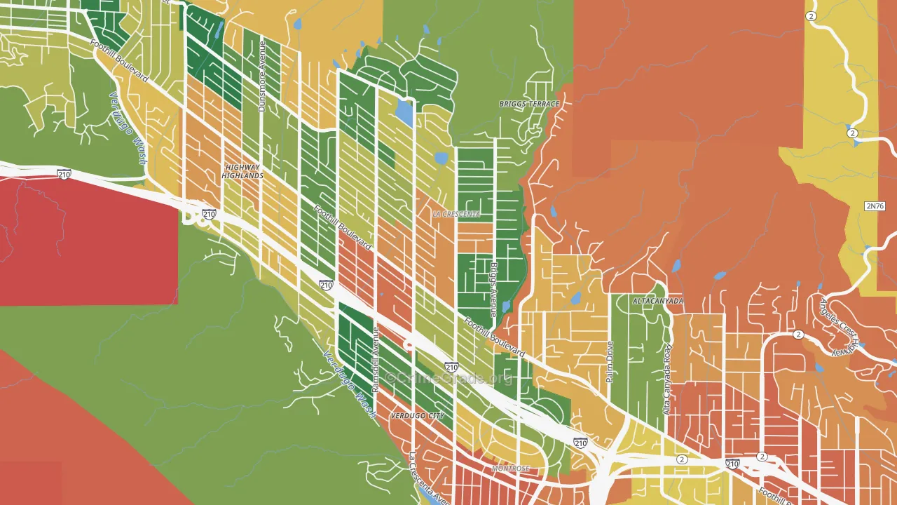 La Crescenta-Montrose, CA Map of Burglary Rates