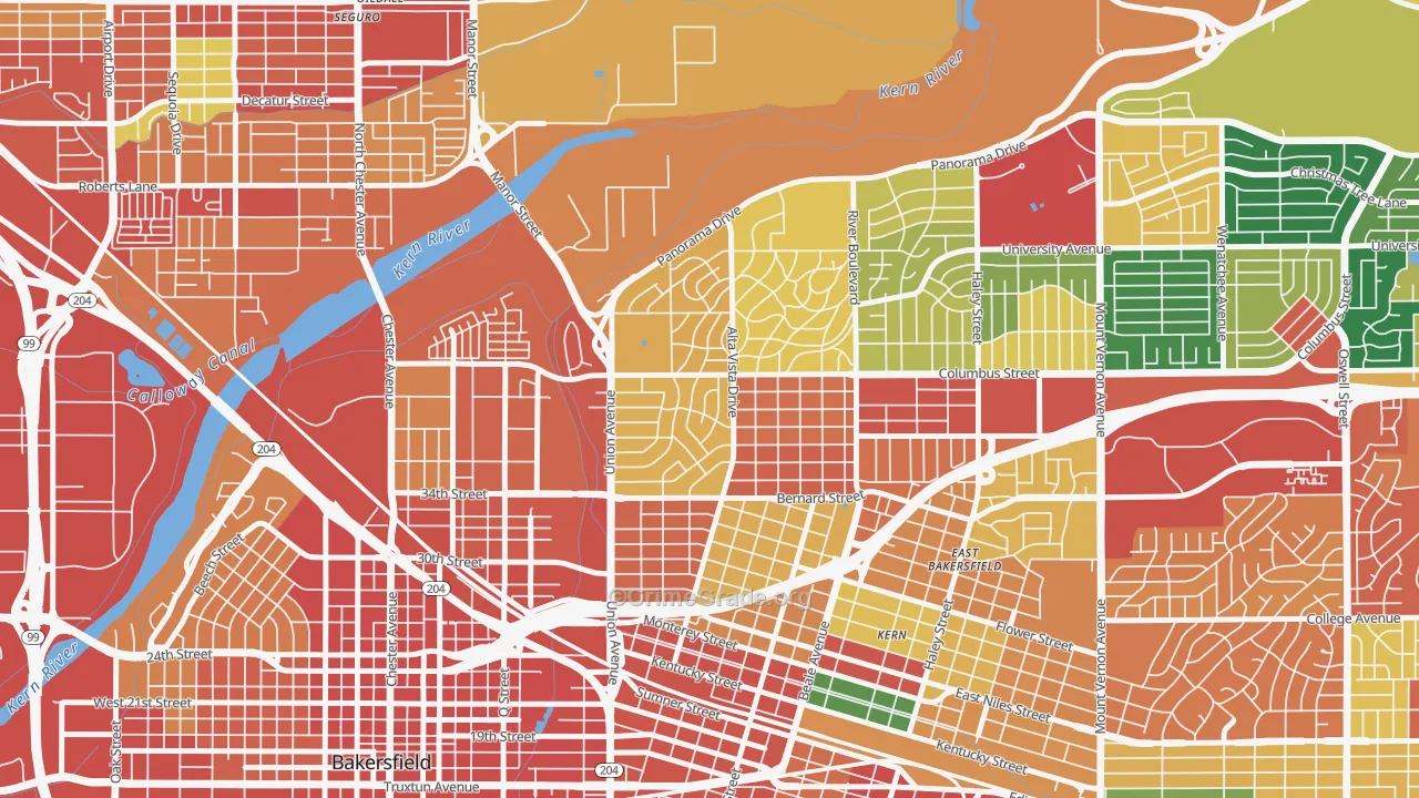 La Cresta-Alta Vista, Bakersfield, CA Map of Burglary Rates