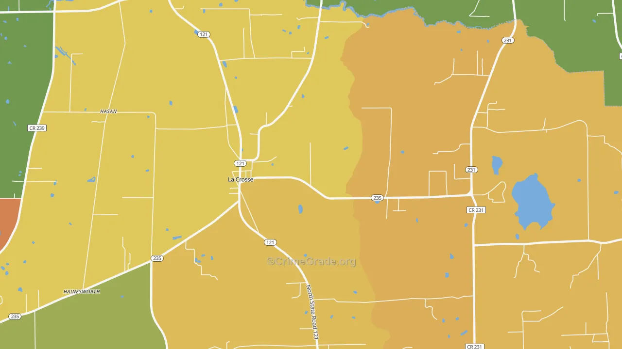 La Crosse, FL Map of Burglary Rates