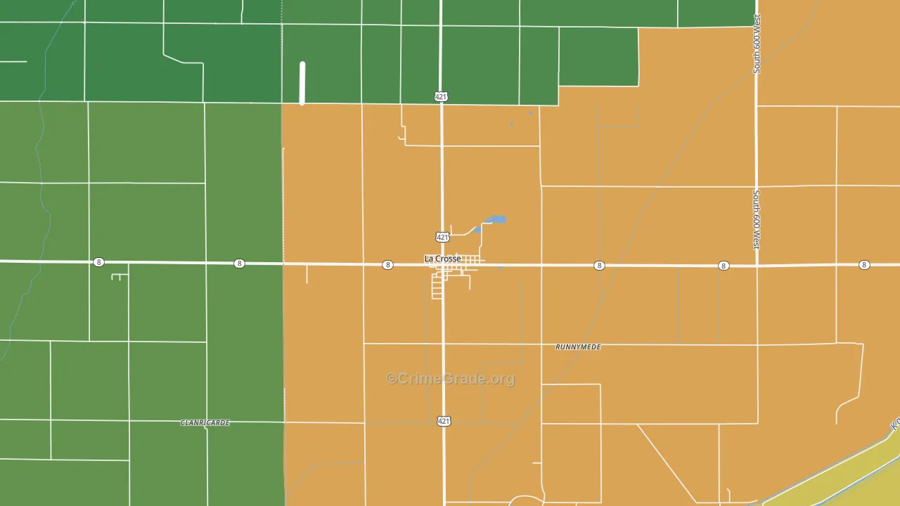 La Crosse, IN Map of Burglary Rates