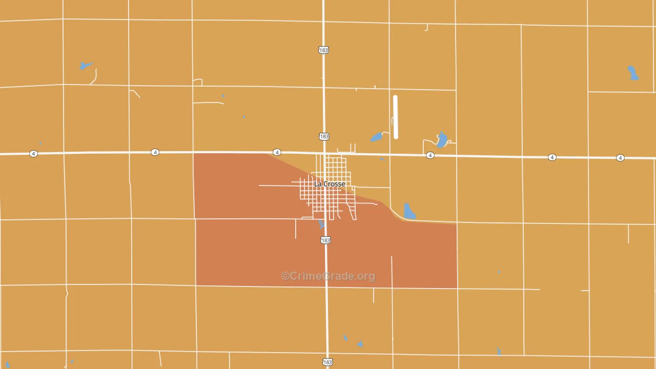La Crosse, KS Map of Burglary Rates