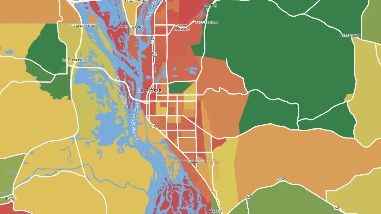 La Crosse, WI Map of Burglary Rates