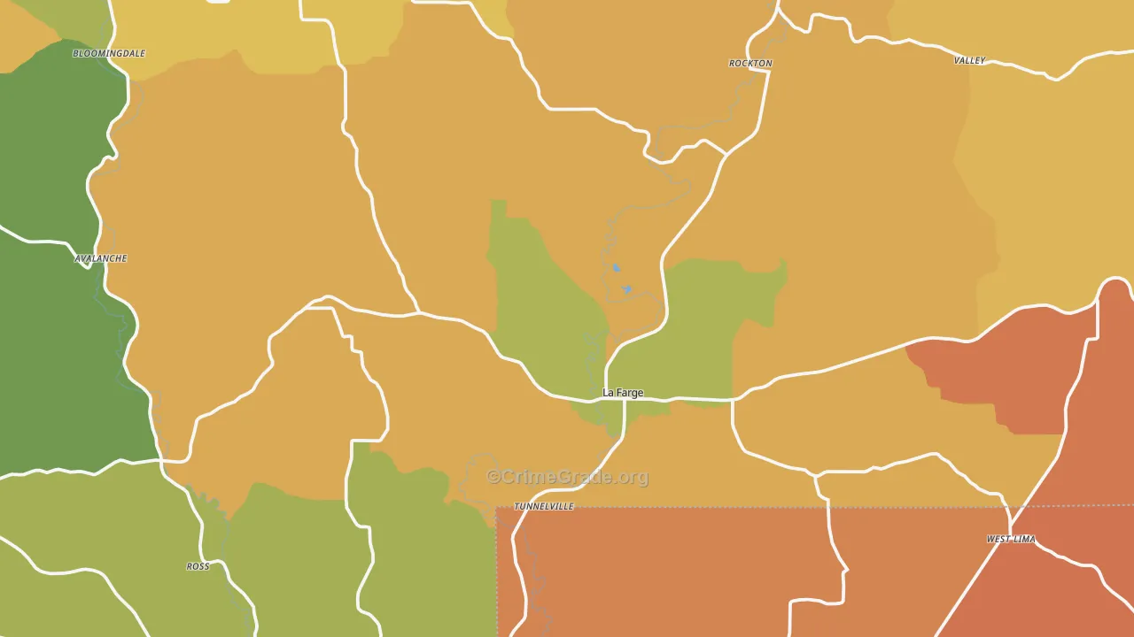 La Farge, WI Map of Burglary Rates