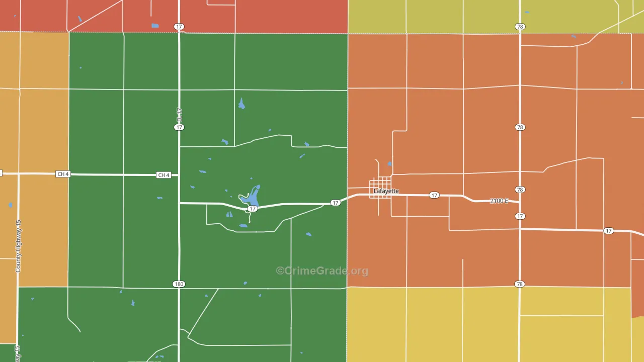 La Fayette, IL Map of Burglary Rates