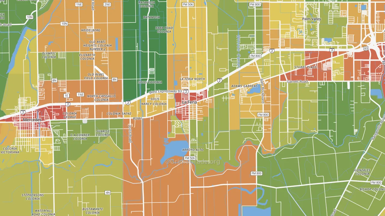 La Feria, TX Map of Burglary Rates
