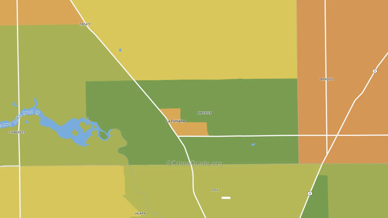 La Fontaine, IN Map of Burglary Rates