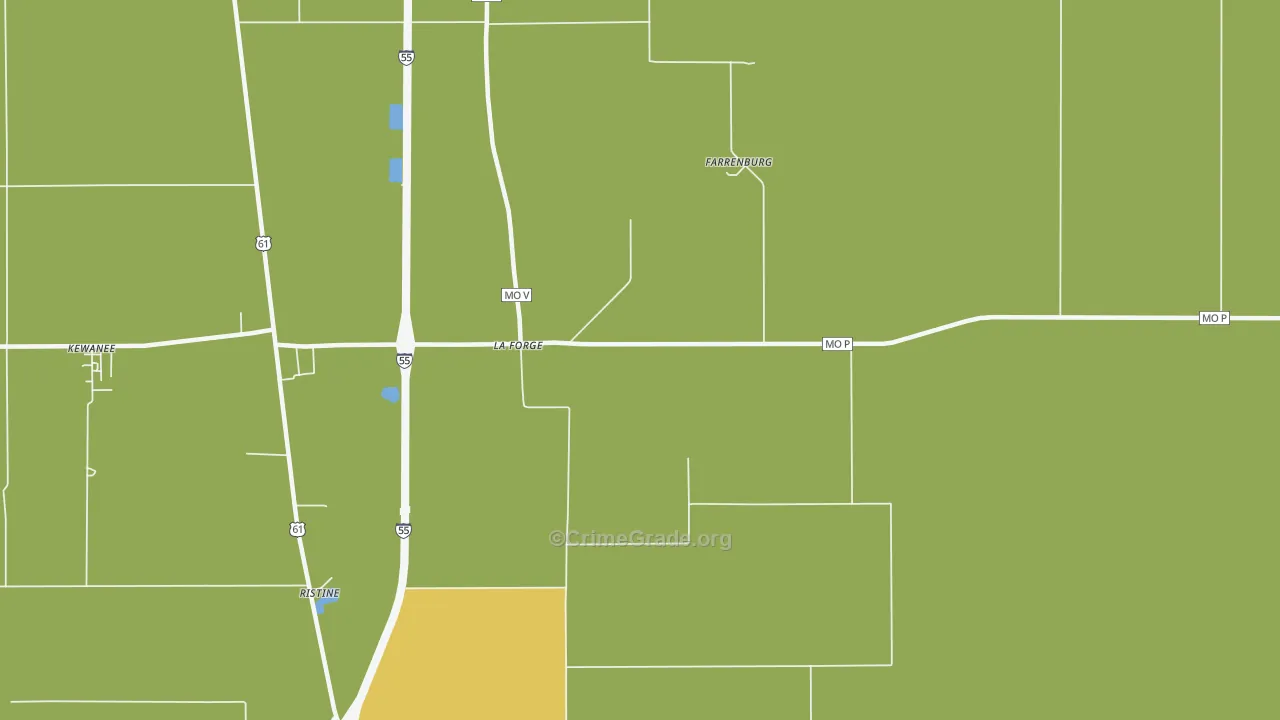 La Forge, MO Map of Burglary Rates