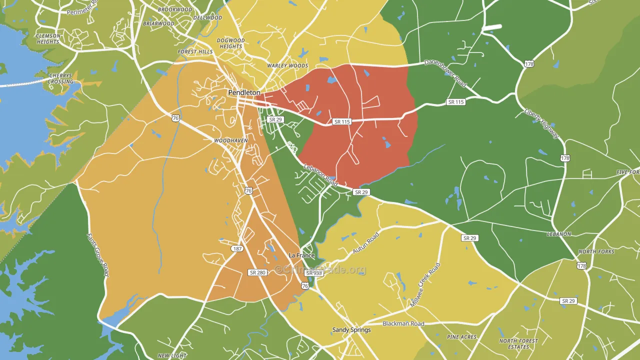 La France, SC Map of Burglary Rates