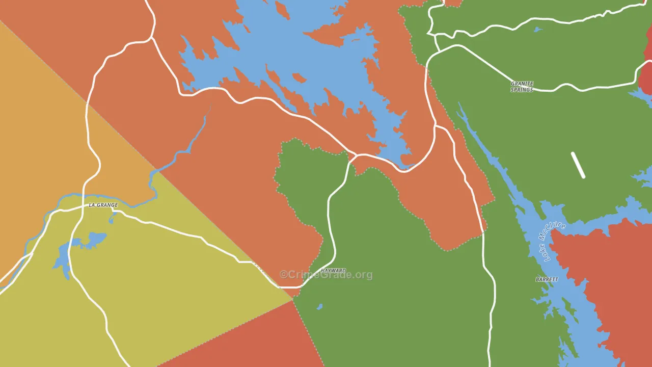La Grange, CA Map of Burglary Rates