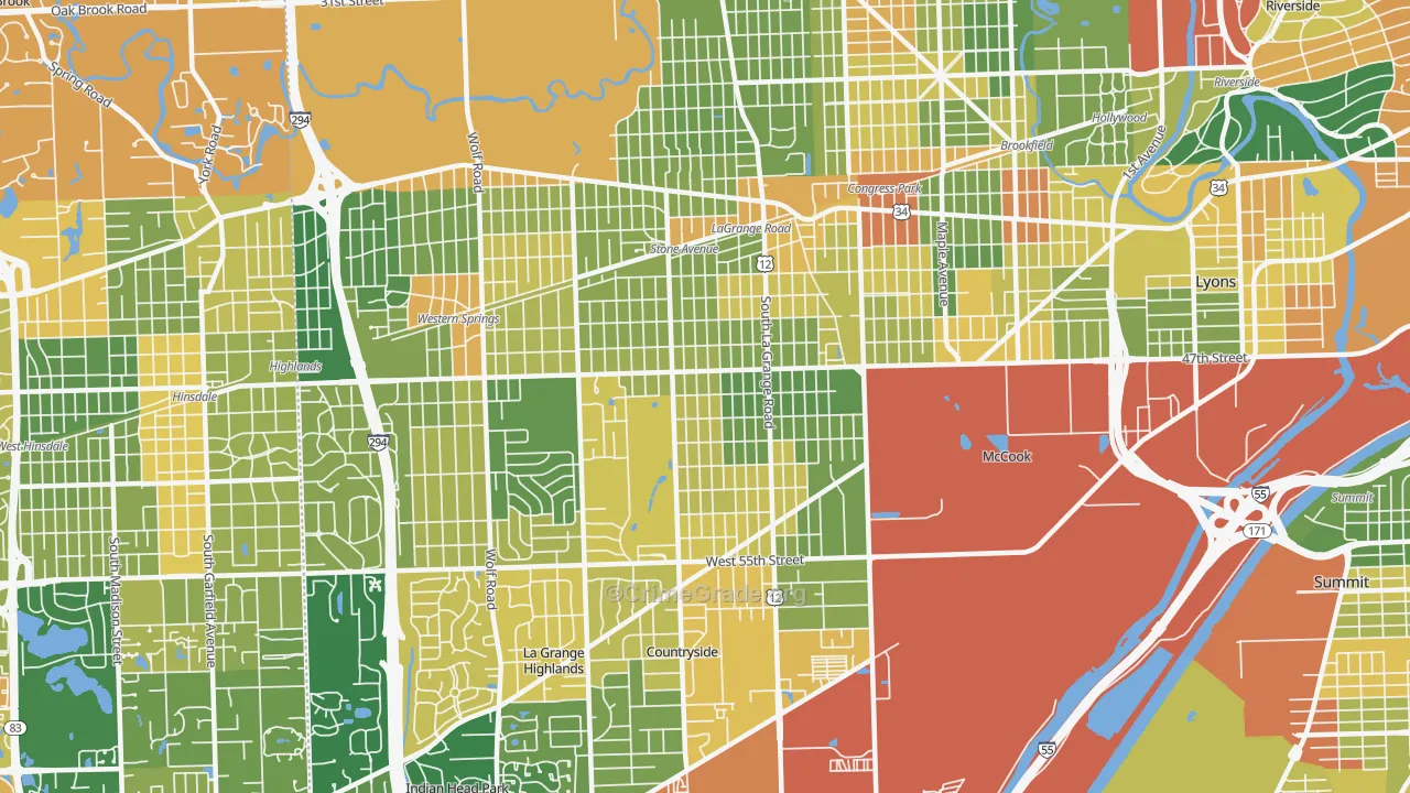 La Grange, IL Map of Burglary Rates