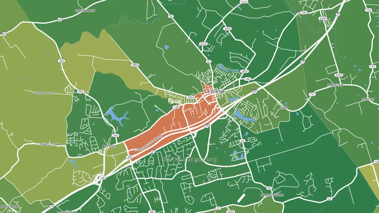La Grange, KY Map of Burglary Rates