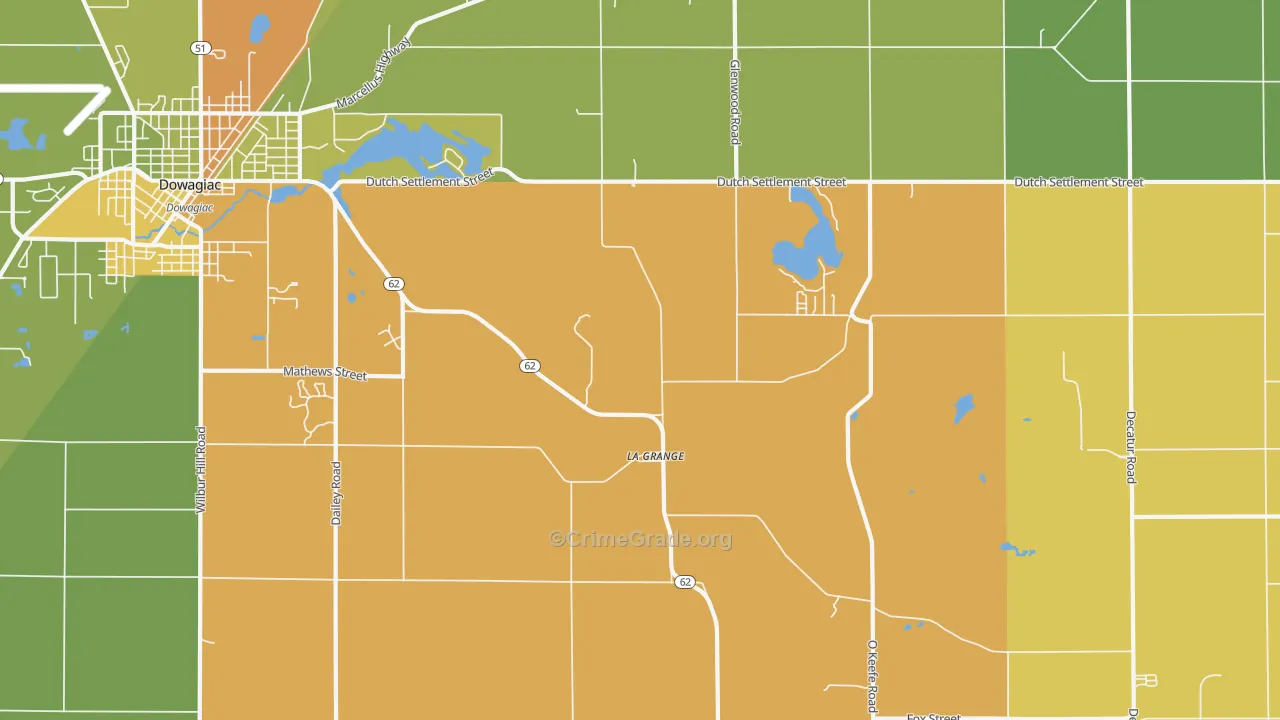 La Grange, MI Map of Burglary Rates