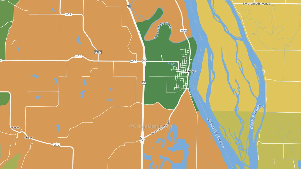 La Grange, MO Map of Burglary Rates