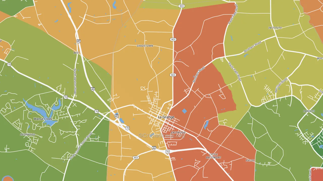 La Grange, NC Map of Burglary Rates