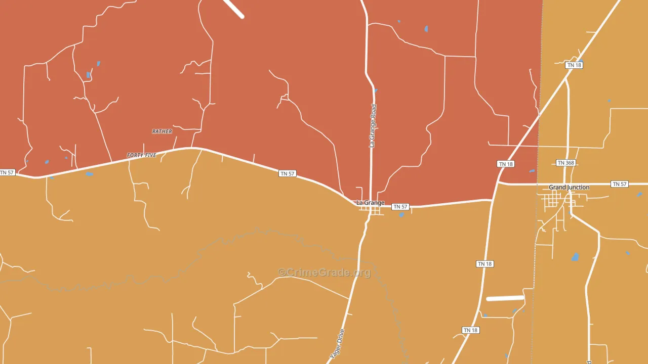 La Grange, TN Map of Burglary Rates