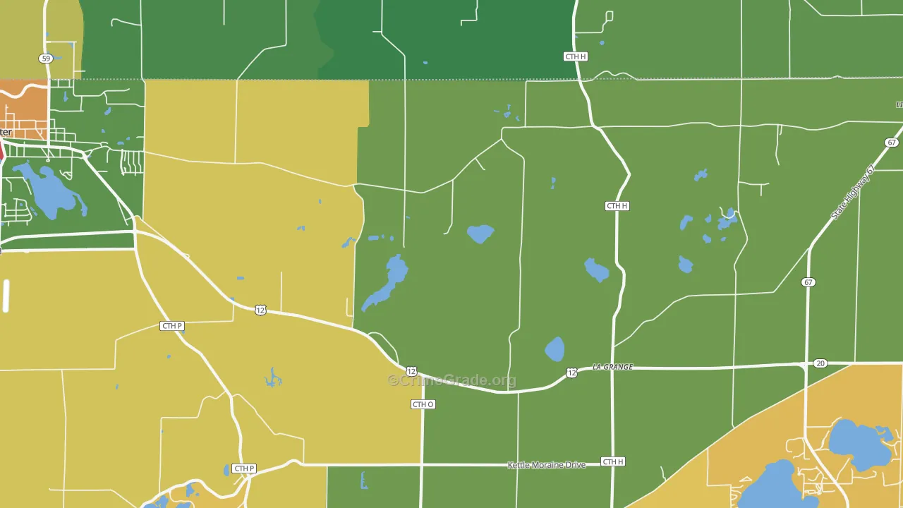 La Grange, WI Map of Burglary Rates
