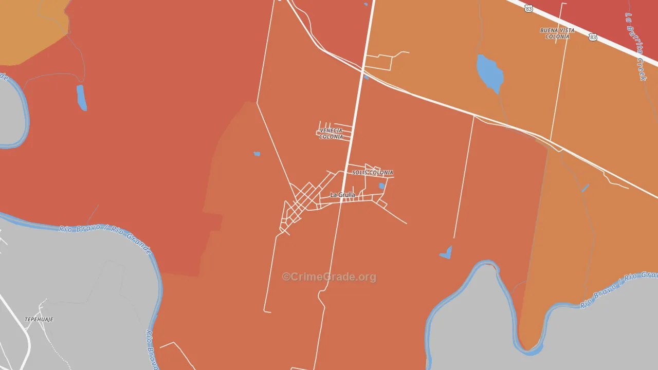 La Grulla, TX Map of Burglary Rates
