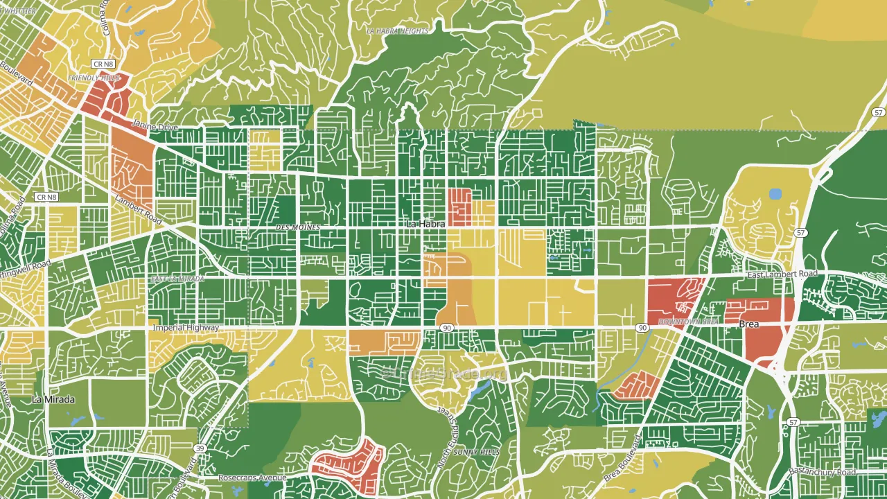 La Habra City, La Habra, CA Map of Burglary Rates