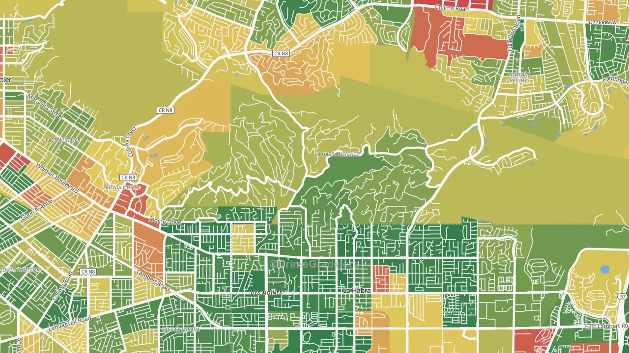 La Habra Heights, CA Map of Burglary Rates
