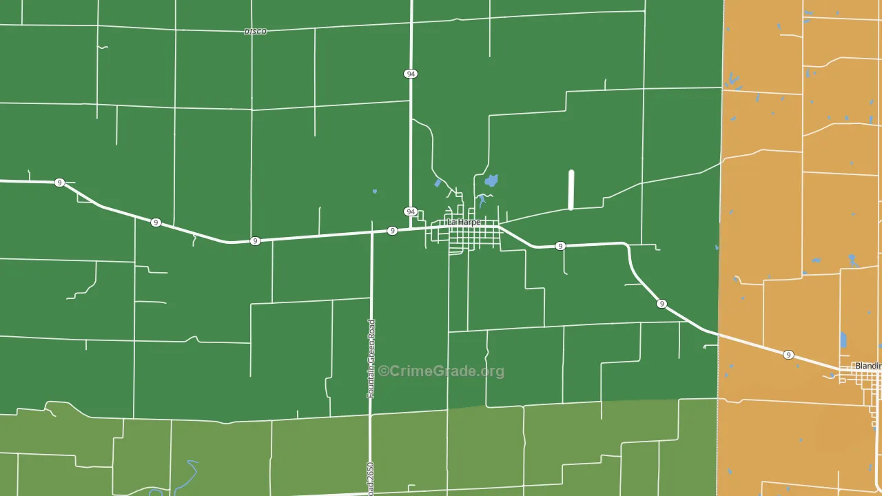 La Harpe, IL Map of Burglary Rates