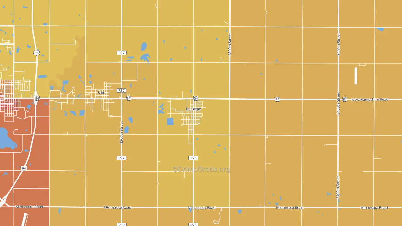 La Harpe, KS Map of Burglary Rates