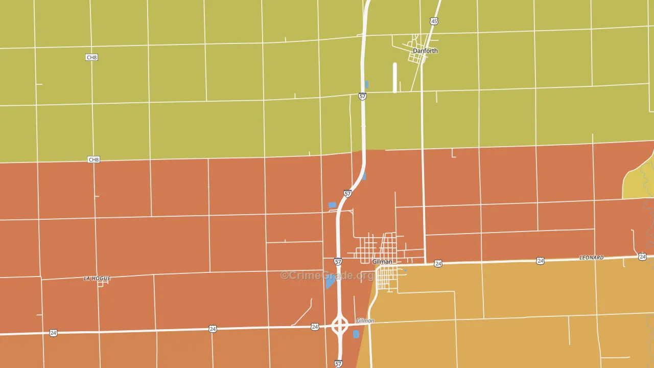 La Hogue, IL Map of Burglary Rates