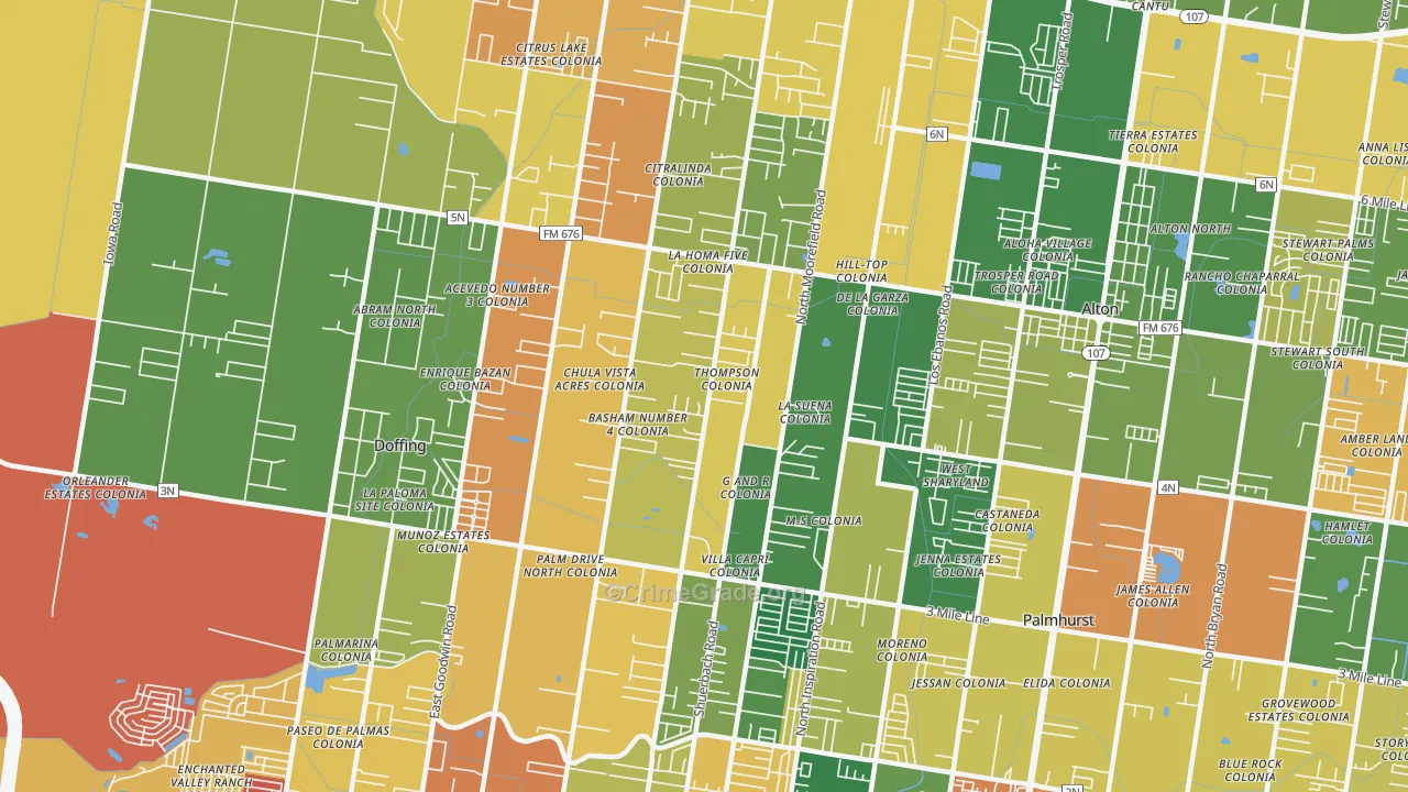 La Homa, Mission, TX Map of Burglary Rates