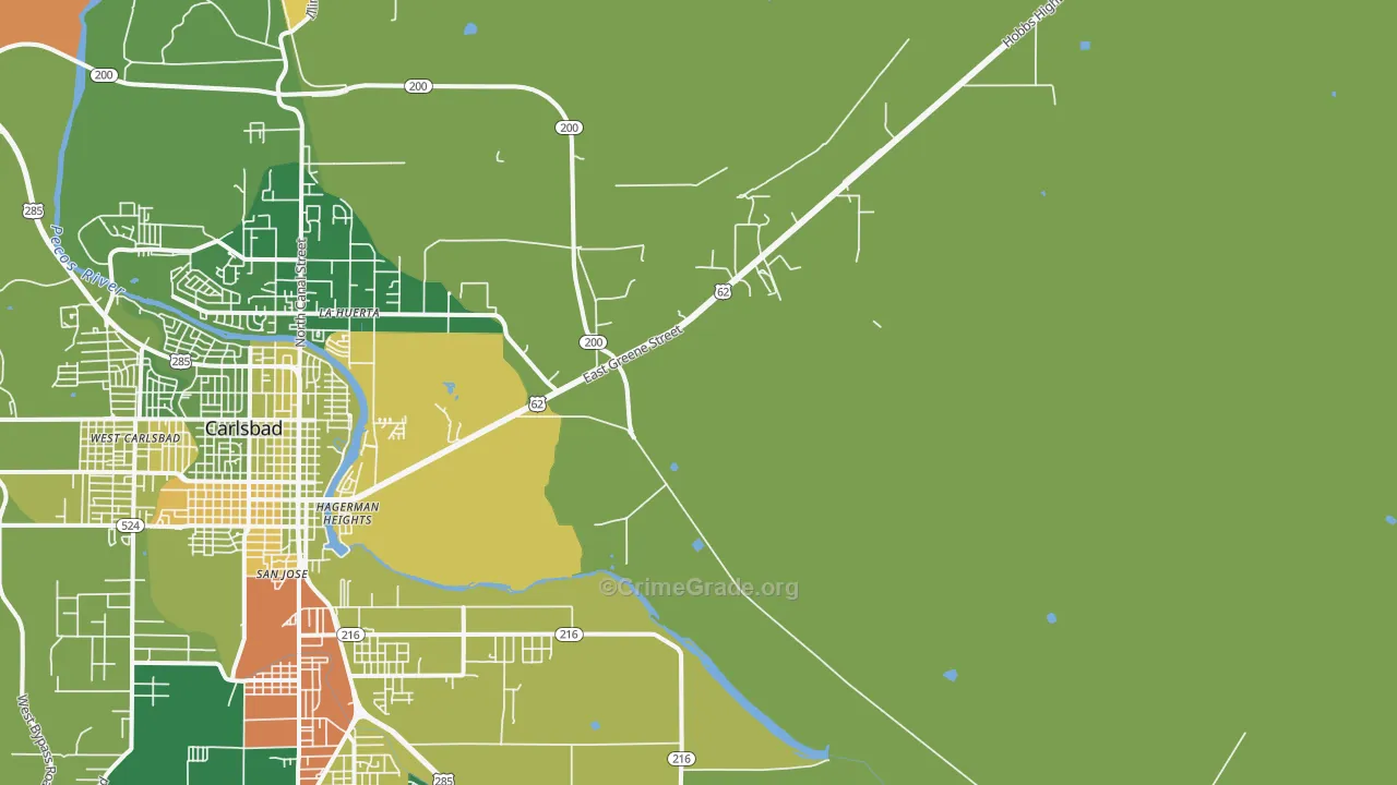 La Huerta, NM Map of Burglary Rates