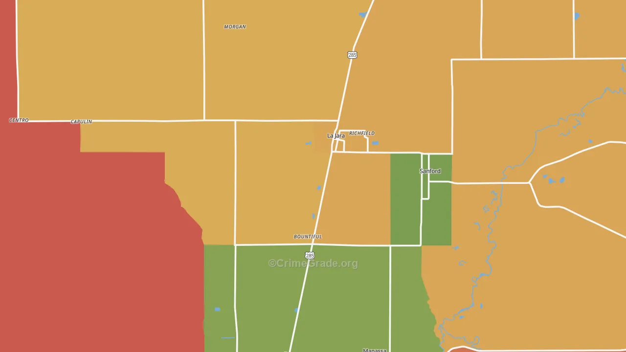 La Jara, CO Map of Burglary Rates